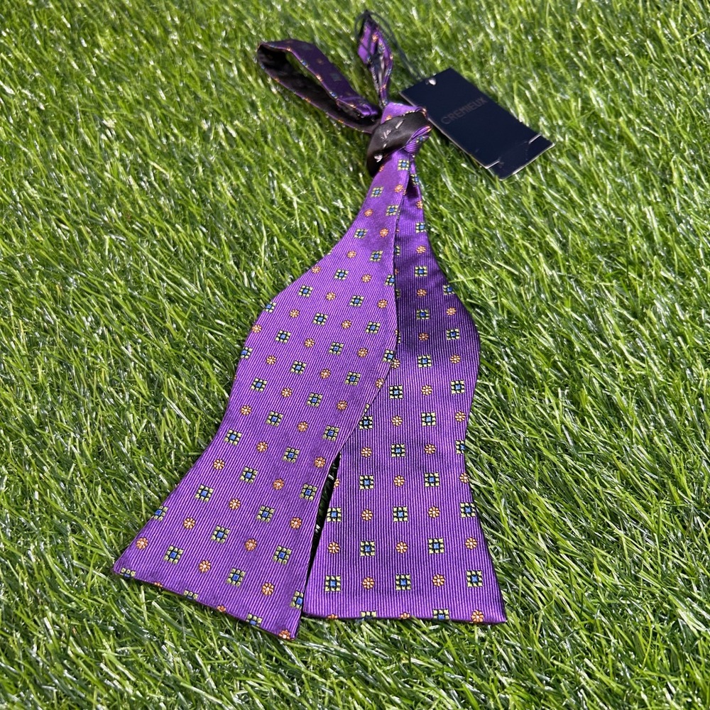 Cremieux‎ Bow Tie Purple Floral Geometric Silk Adjustable Neck Formal Party Mens